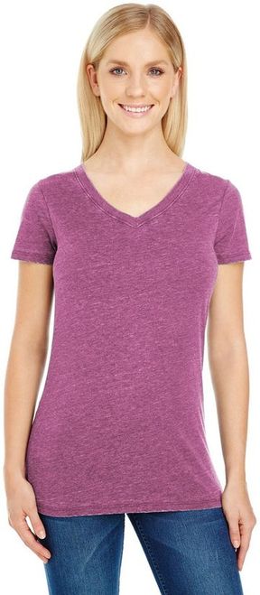 Threadfast Apparel Ladies' Vintage Dye 4.3-ounce 60/40 Cotton/Poly Short-Sleeve V-Neck T-Shirt